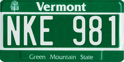VT license plate NKE981