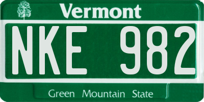 VT license plate NKE982