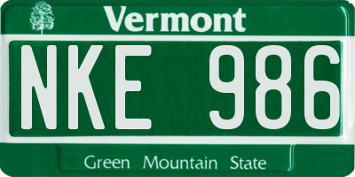 VT license plate NKE986