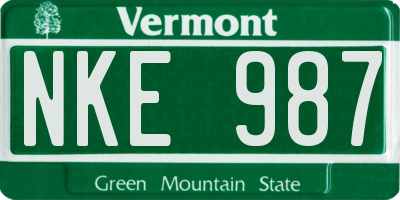 VT license plate NKE987