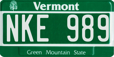 VT license plate NKE989