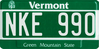 VT license plate NKE990