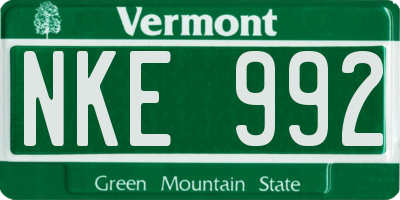 VT license plate NKE992