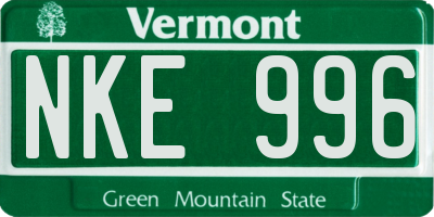 VT license plate NKE996