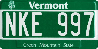 VT license plate NKE997