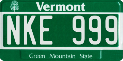 VT license plate NKE999