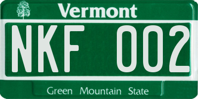 VT license plate NKF002