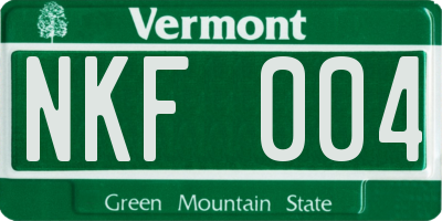 VT license plate NKF004