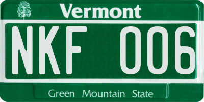 VT license plate NKF006