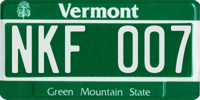 VT license plate NKF007