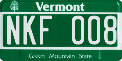 VT license plate NKF008