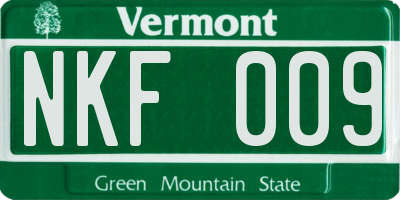 VT license plate NKF009
