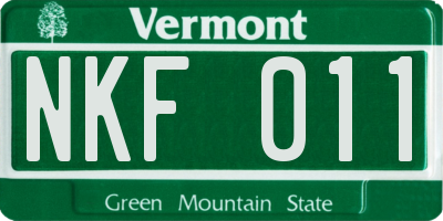 VT license plate NKF011