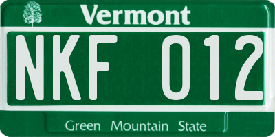 VT license plate NKF012