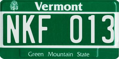 VT license plate NKF013