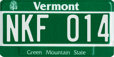 VT license plate NKF014