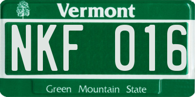 VT license plate NKF016