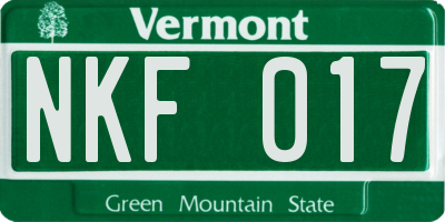 VT license plate NKF017