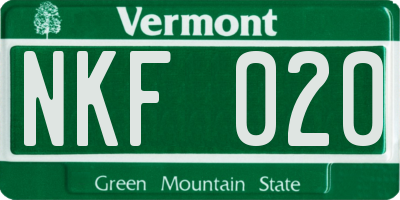 VT license plate NKF020