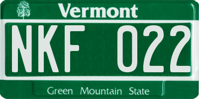 VT license plate NKF022