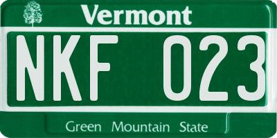 VT license plate NKF023