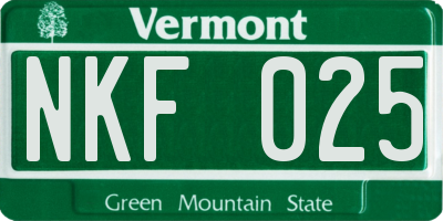 VT license plate NKF025