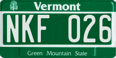 VT license plate NKF026