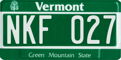 VT license plate NKF027