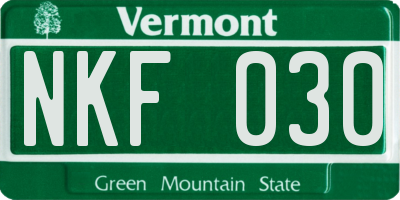 VT license plate NKF030