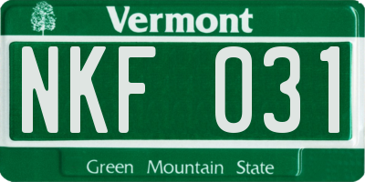 VT license plate NKF031