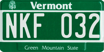 VT license plate NKF032