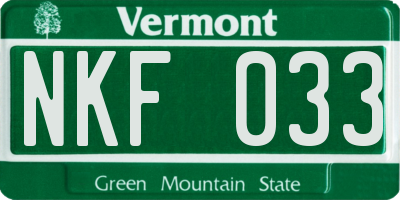 VT license plate NKF033