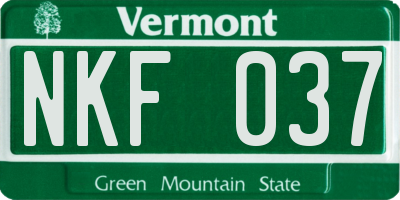 VT license plate NKF037