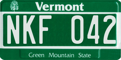VT license plate NKF042