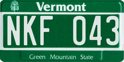 VT license plate NKF043