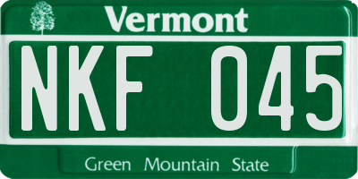 VT license plate NKF045