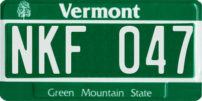 VT license plate NKF047