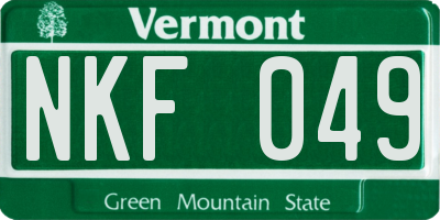 VT license plate NKF049
