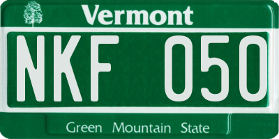 VT license plate NKF050
