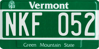 VT license plate NKF052