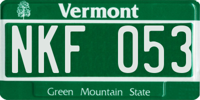VT license plate NKF053