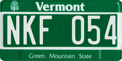 VT license plate NKF054