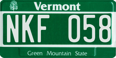 VT license plate NKF058