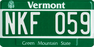 VT license plate NKF059