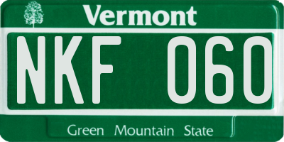 VT license plate NKF060
