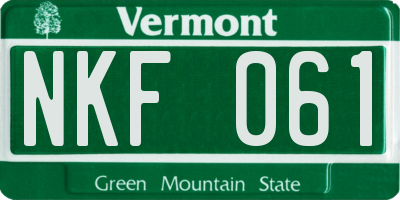 VT license plate NKF061