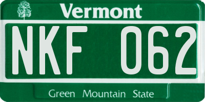 VT license plate NKF062
