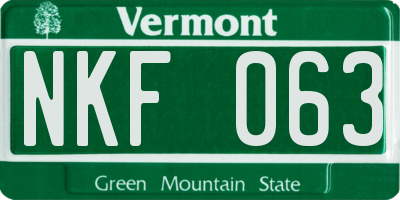VT license plate NKF063