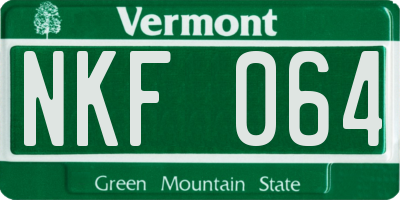 VT license plate NKF064