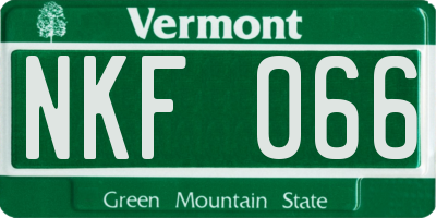 VT license plate NKF066